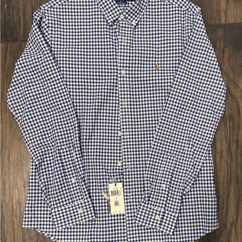 Ralph Lauren Navy and White Checkered Shirt